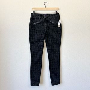 NWT NYDJ Alina Super Skinny Jeans Black Flocked Houndstooth Textured